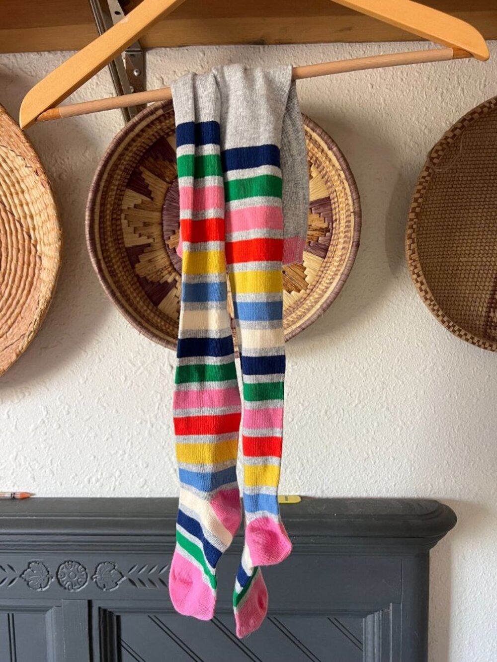 Mini Boden Rainbow Stripe sweater Tights 6-7 years old